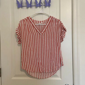 GAP‎ women’s cuffed sleeve striped blouse — XS